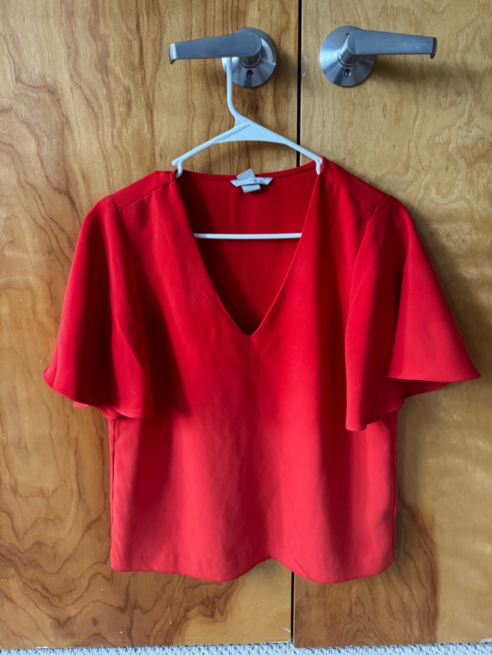 H&M Orange V-Neck Flutter Sleeve Blouse